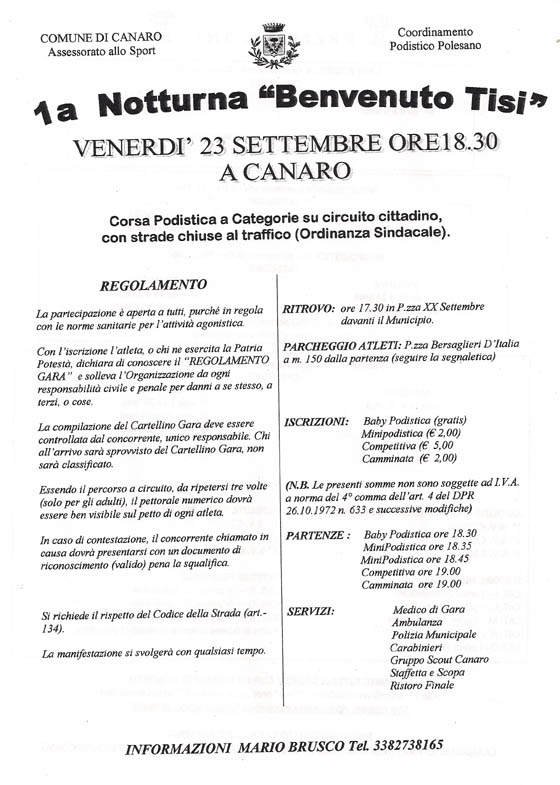Venerdì 23 Settembre 1° Notturna 